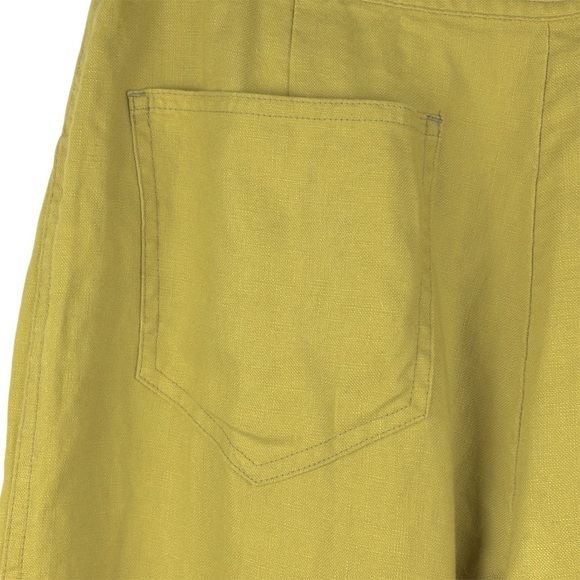 J Jill Linen Wide Leg Chartreuse Women’s Pants Size 6 Drawstring waist Flowy - Picture 5 of 10